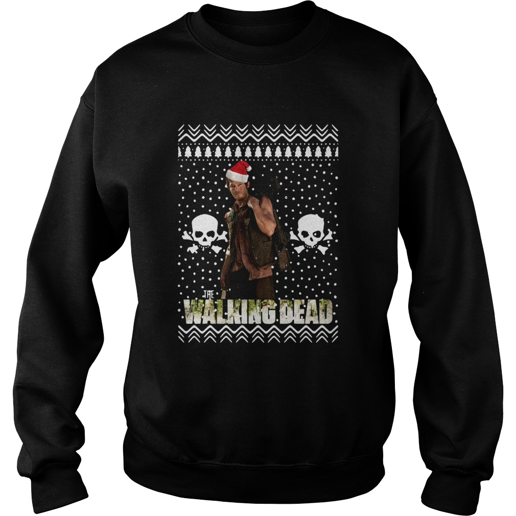 The Walking Dead Daryl Dixon Santa Hat Ugly Christmas Sweatshirt
