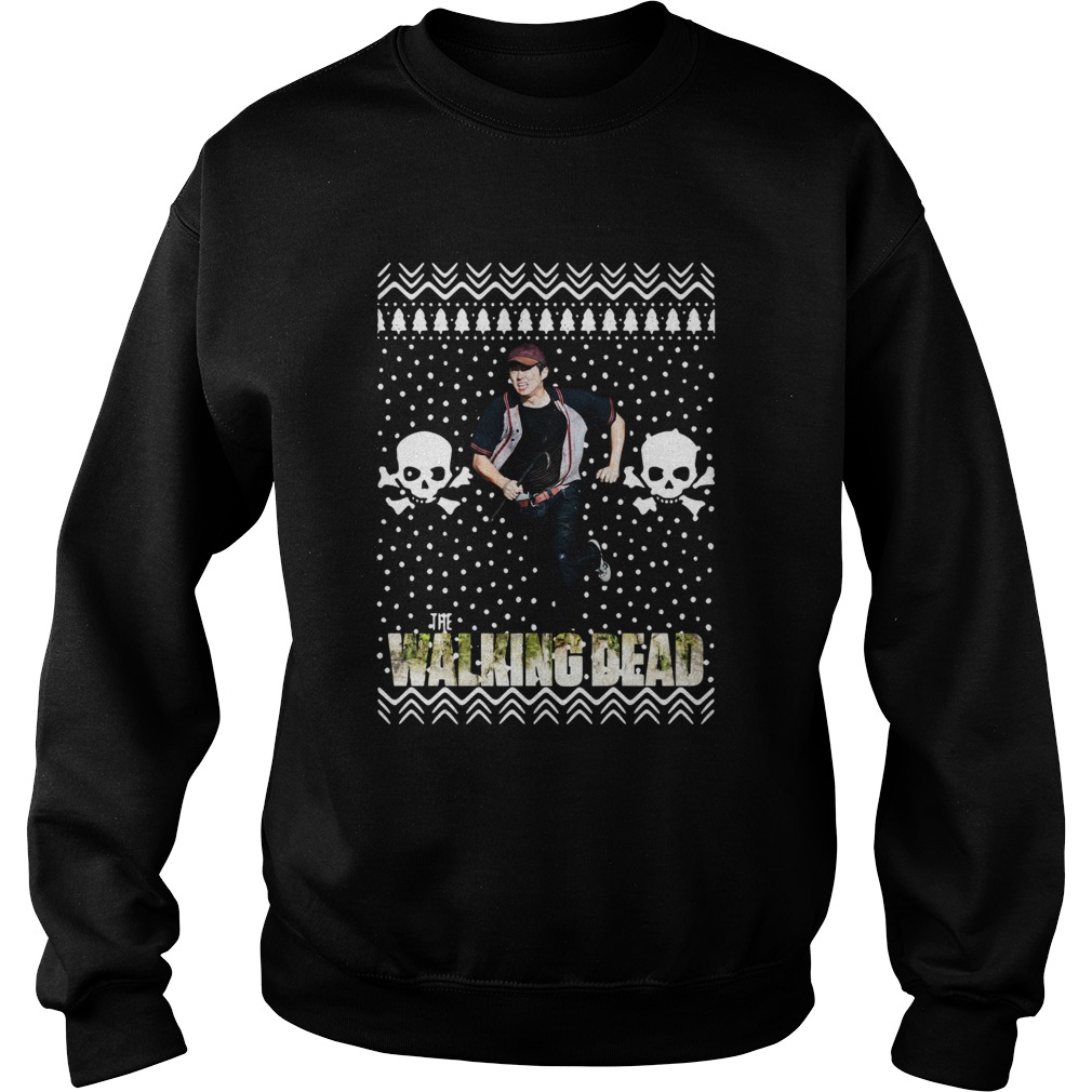The Walking Dead Glenn Rhee Santa Hat Ugly Christmas Sweatshirt