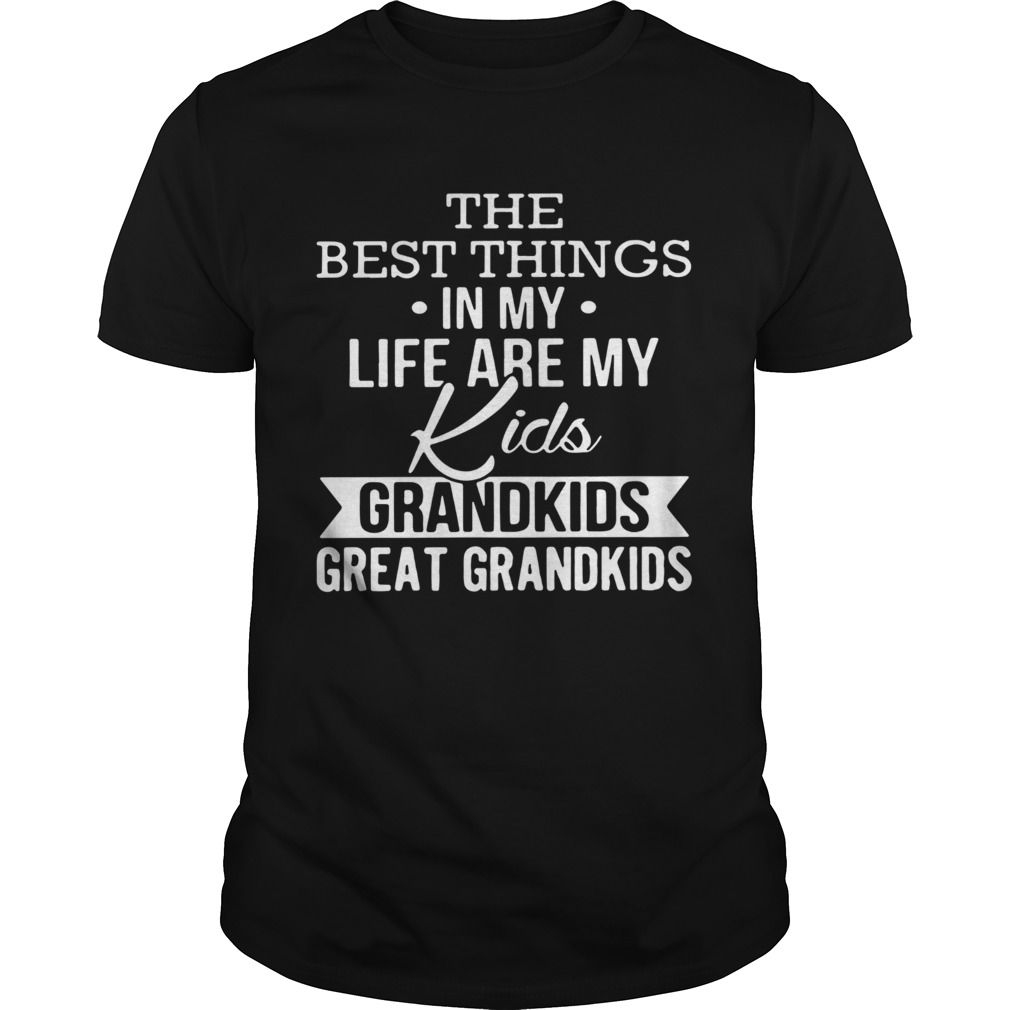 The best things in my life are my kids grandkids great grandkids shirt