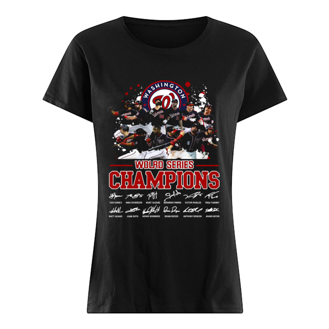 Washington Nationals 2019 World Series Champions Signatures Classic Women's T-shirt