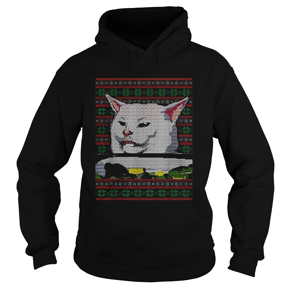 White cat ugly Christmas Hoodie