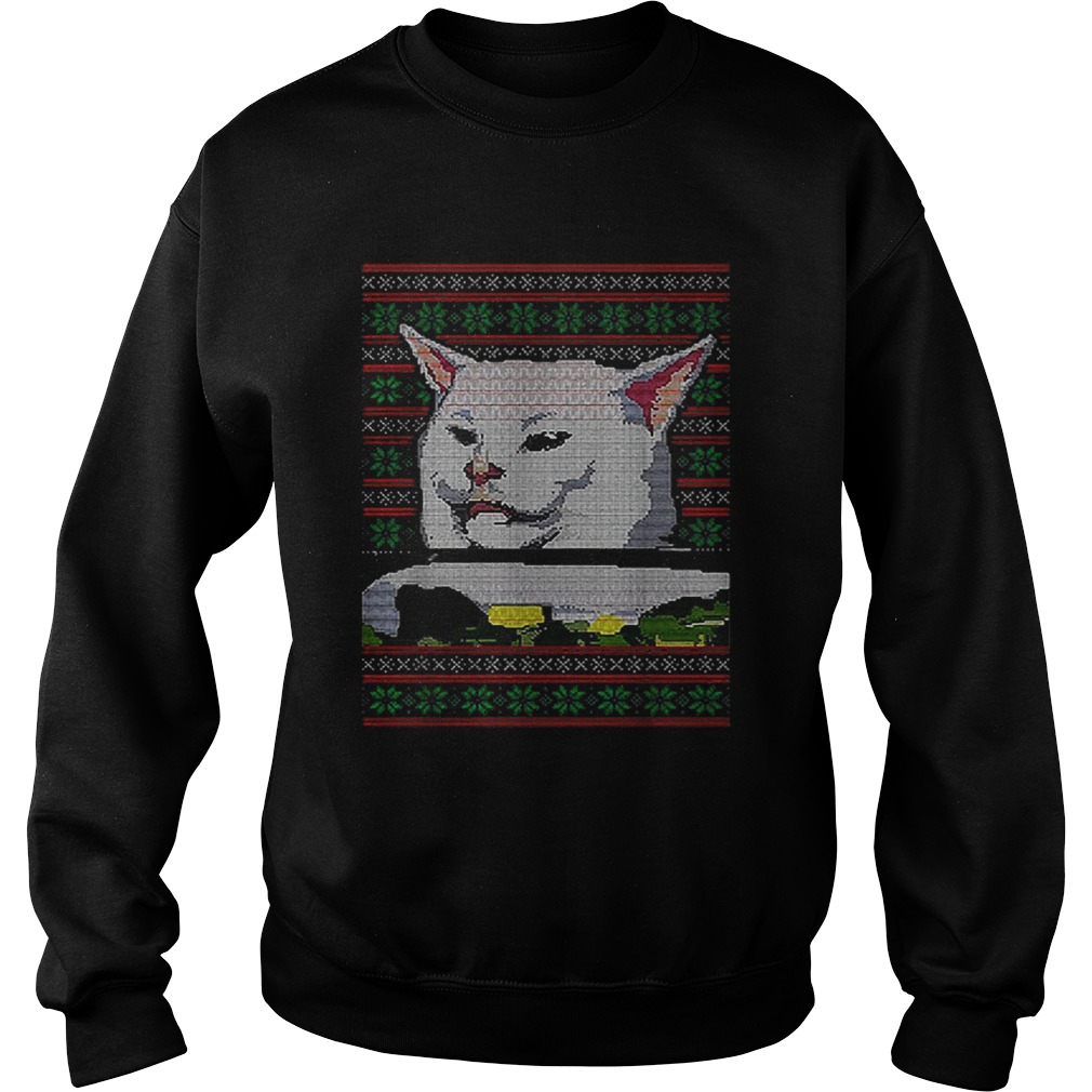 White cat ugly Christmas Sweatshirt