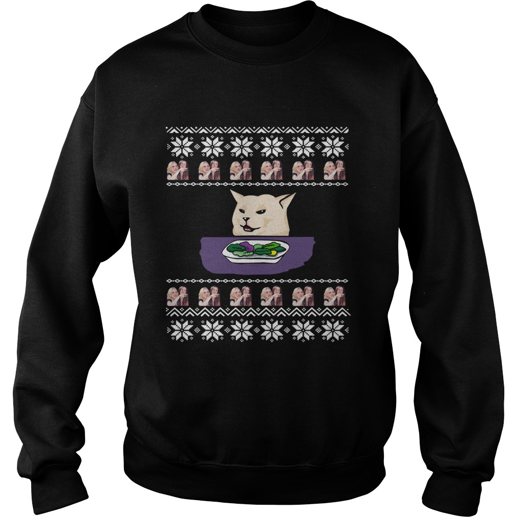 Woman Yelling Cat Meme Ugly Christmas Sweatshirt