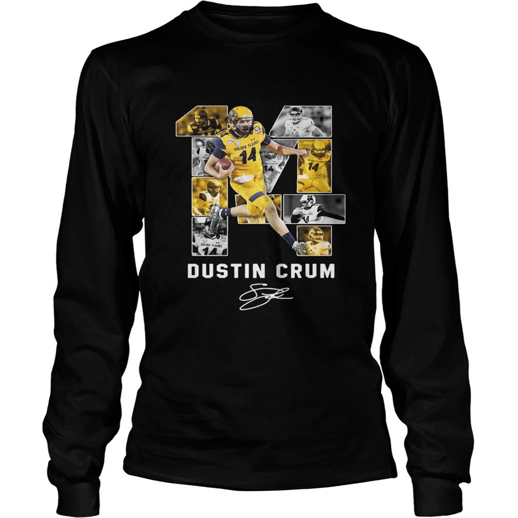 14 Dustin Crum Kent State Golden Flashes football Signature LongSleeve