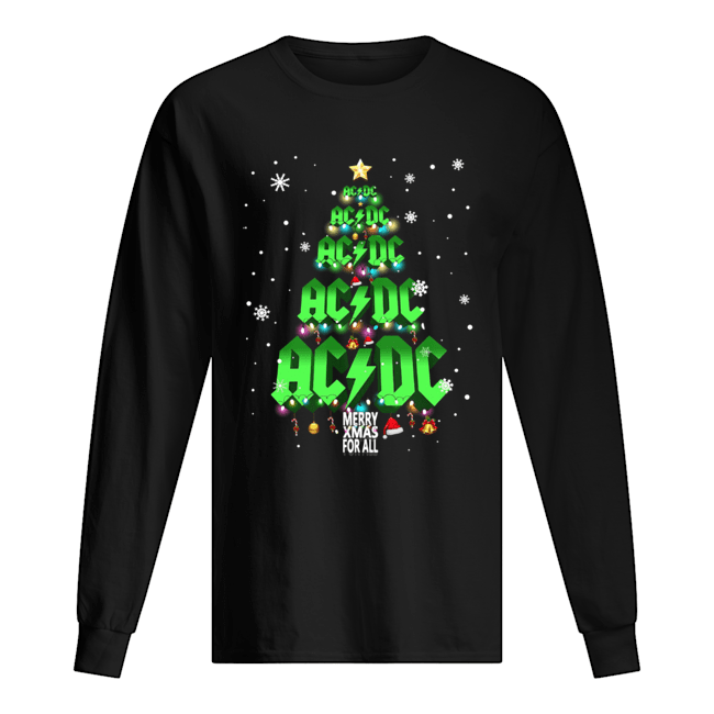 AC DC tree Christmas merry Xmas for all Long Sleeved T-shirt 