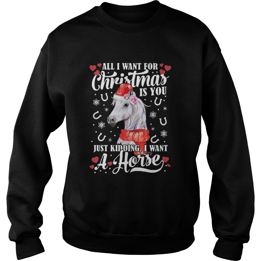 All I Want For Christmas Is You Just Kidding I Want A Horse Sweatshirt