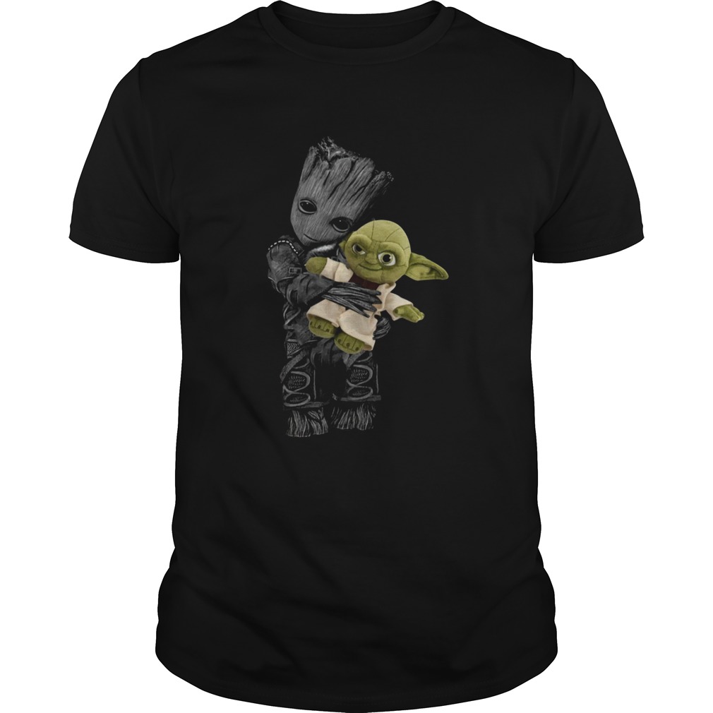 Baby Groot Hugging Baby Yoda shirt