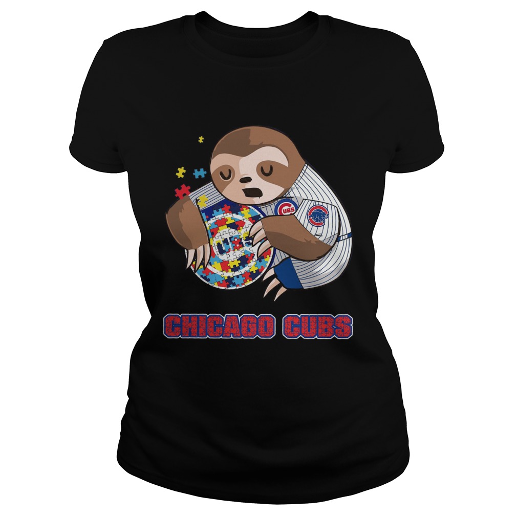 Baby Sloth Hug Chicago Cubs Autism Classic Ladies