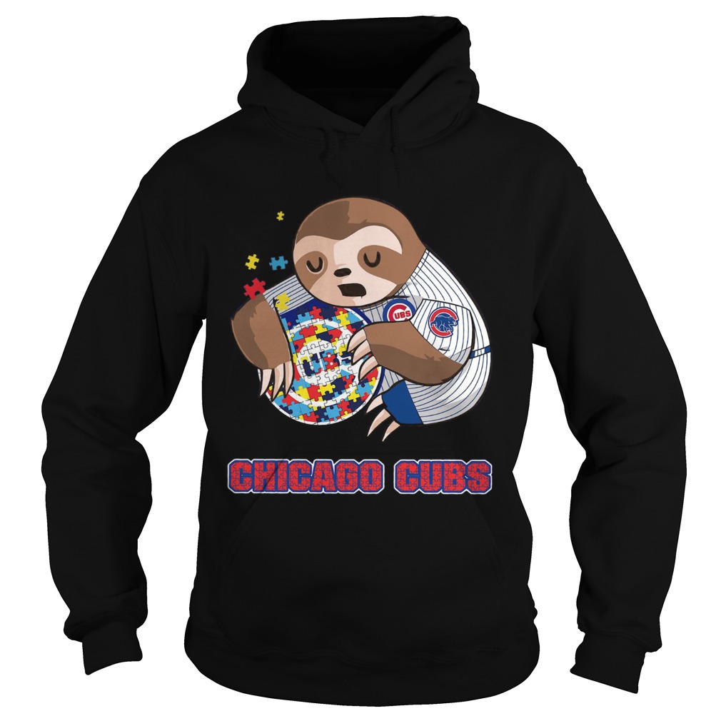 Baby Sloth Hug Chicago Cubs Autism Hoodie