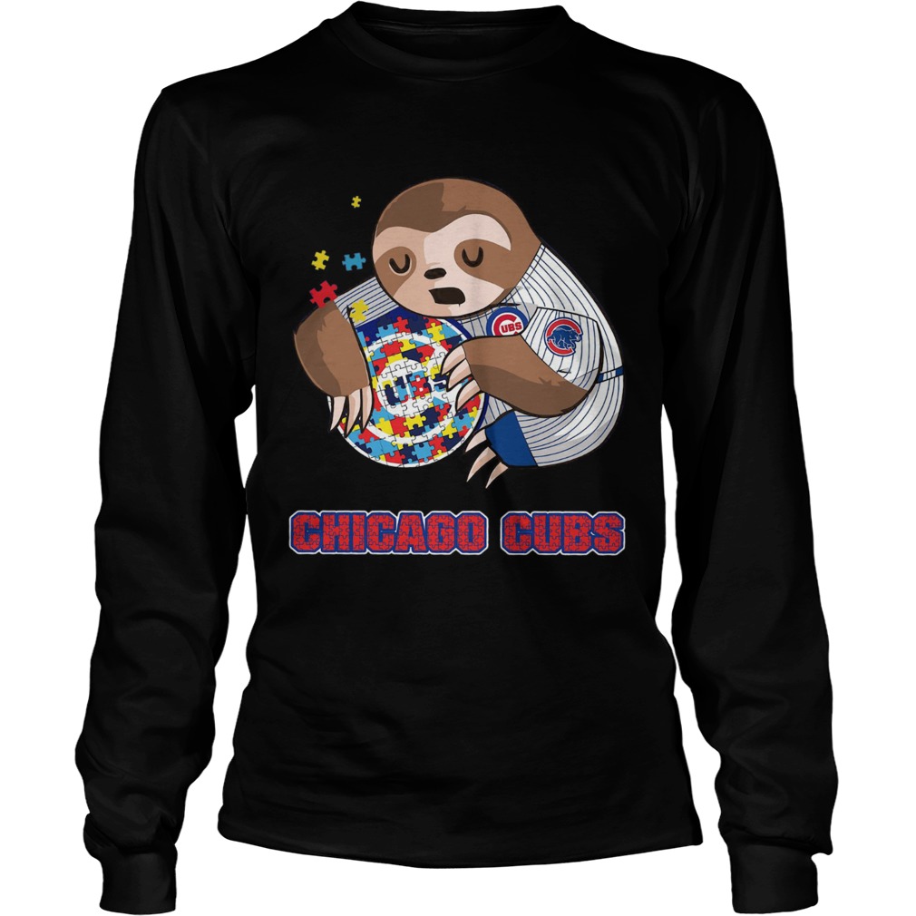 Baby Sloth Hug Chicago Cubs Autism LongSleeve