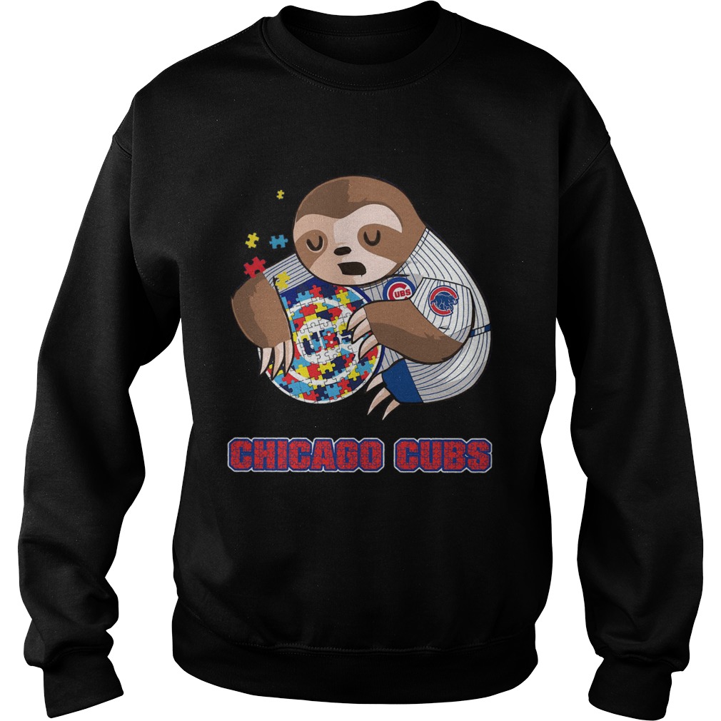 Baby Sloth Hug Chicago Cubs Autism Sweatshirt