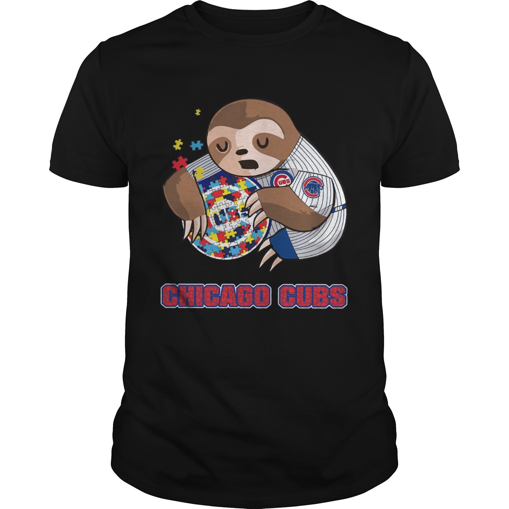 Baby Sloth Hug Chicago Cubs Autism shirt