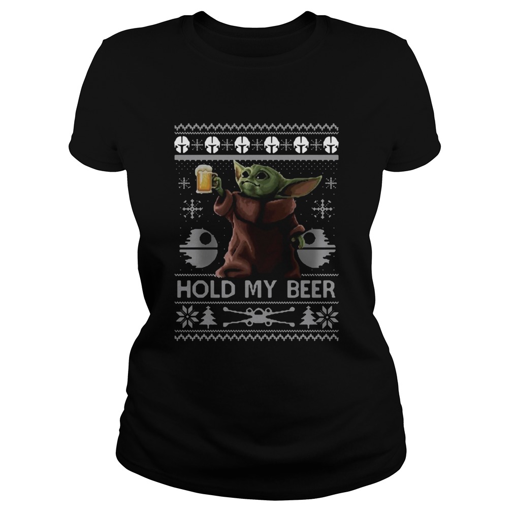 Baby Yoda Hold My Beer Ugly Christmas Classic Ladies
