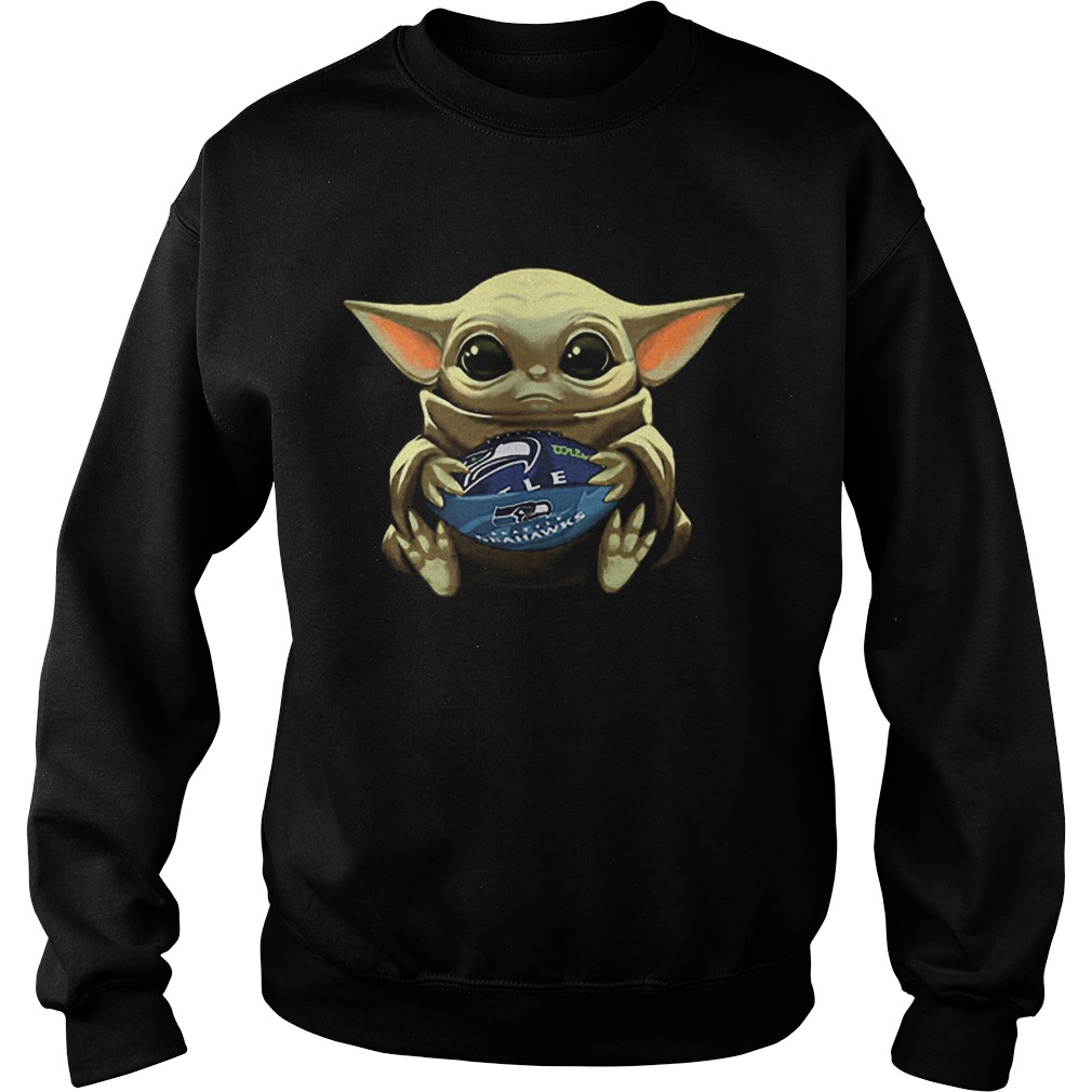 Baby Yoda Hug Seattle Seahawks Sweatshirt