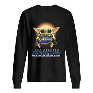 Baby Yoda Hugs Los Angeles Chargers Ball Sweatshirt