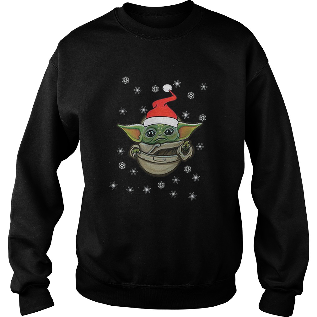 Baby Yoda Snow Merry Christmas The Mandalorian Sweatshirt