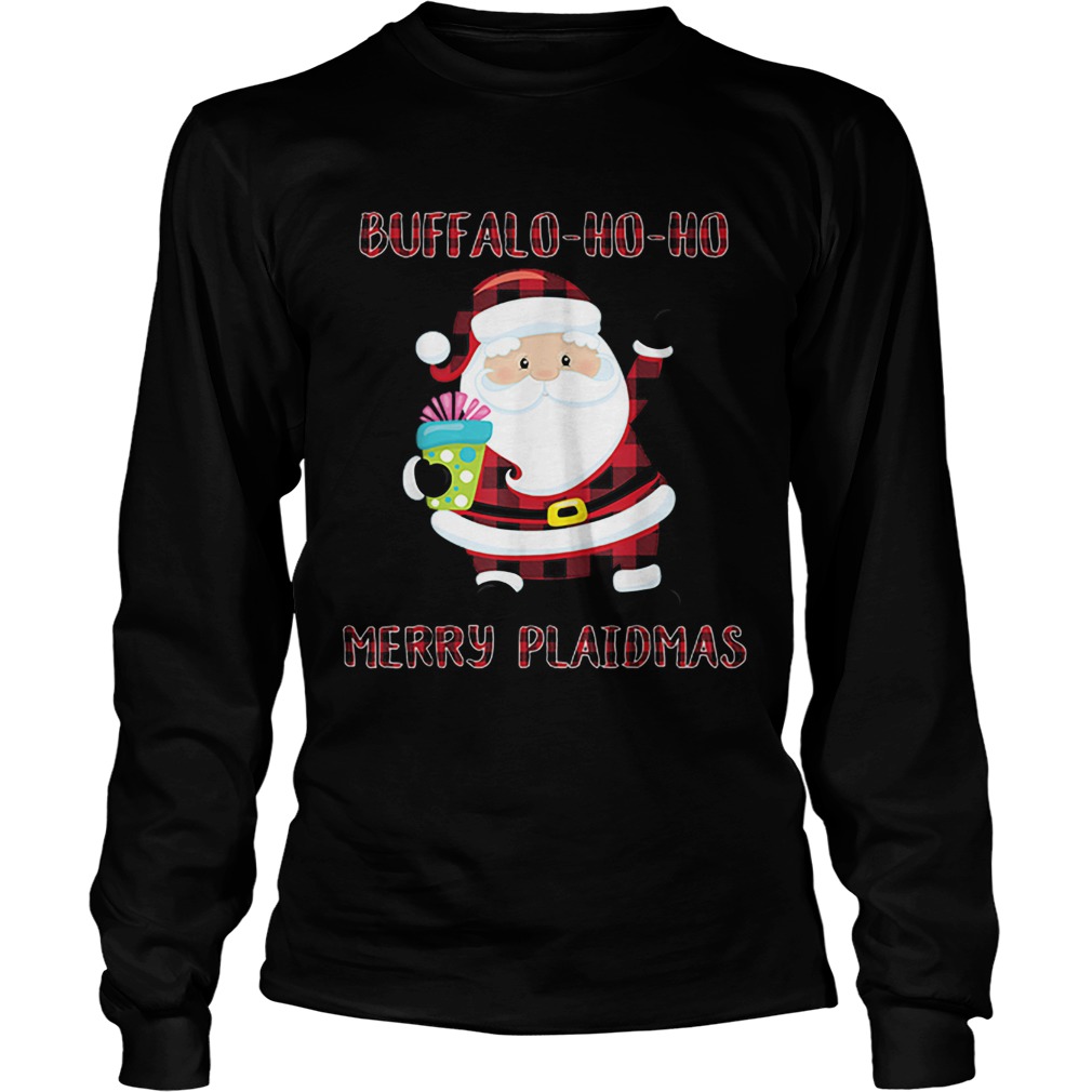 Buffalo Plaid Christmas Santa Claus Ho Ho Ho Meme LongSleeve