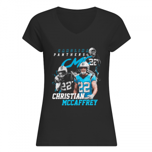 CMC Carolina Panthers Football #22 Christian McCaffrey Ladies Vneck