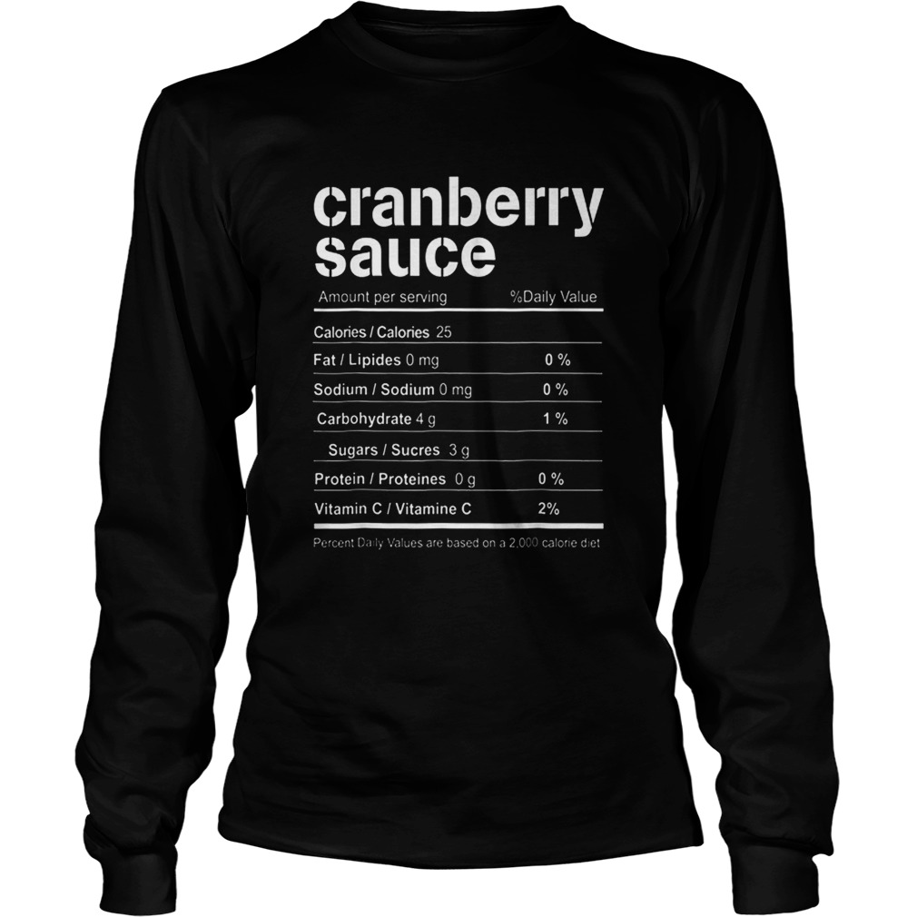 Cranberry Sauce Funny Christmas Food Nutrition Facts LongSleeve