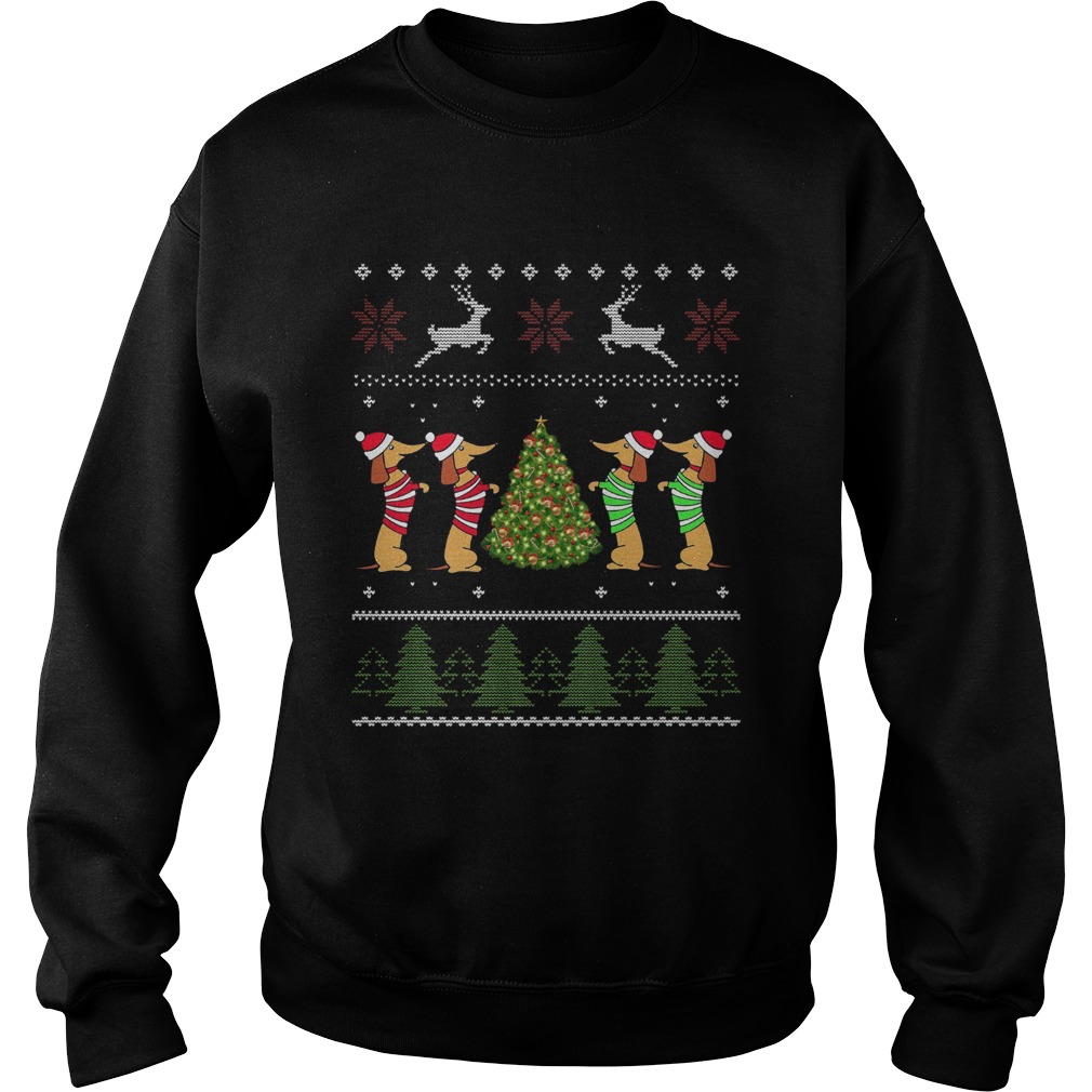 Dachshund Christmas Tree Ugly Xmas Sweatshirt