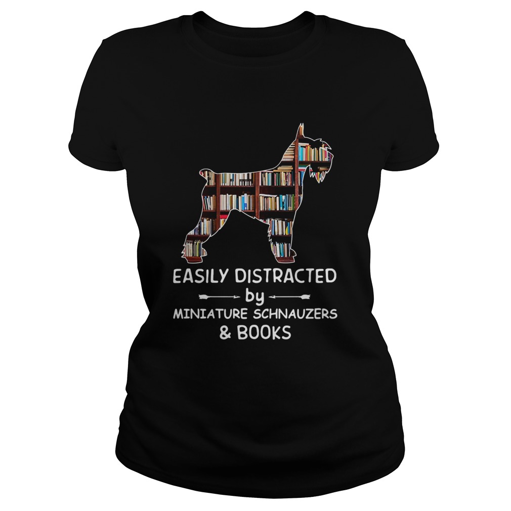 Distracted By Miniature Schnauzers And Books Crewneck Classic Ladies