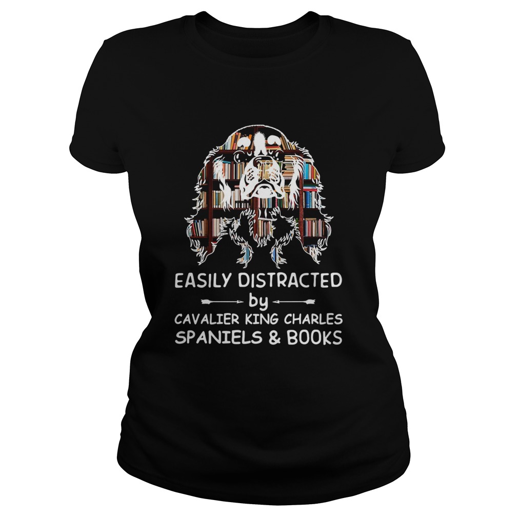 Distracted By Spaniels And Books Crewneck Classic Ladies
