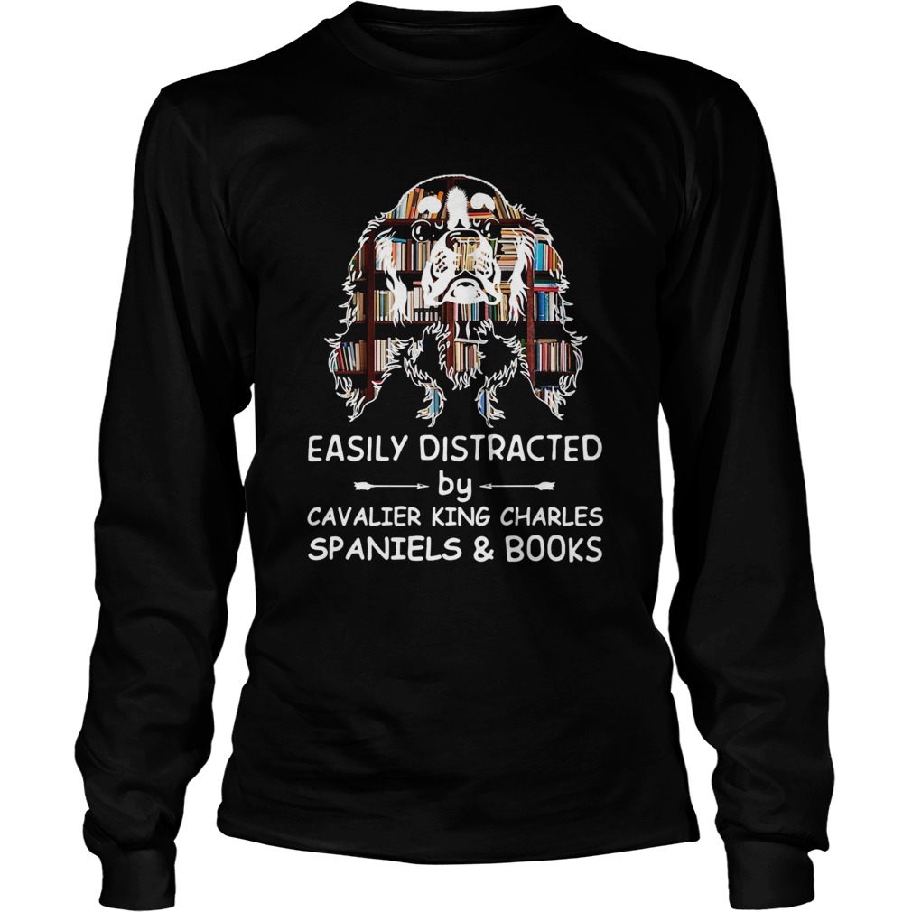 Distracted By Spaniels And Books Crewneck LongSleeve