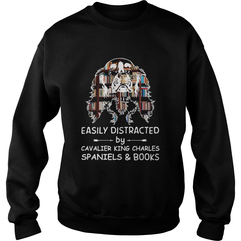 Distracted By Spaniels And Books Crewneck Sweatshirt