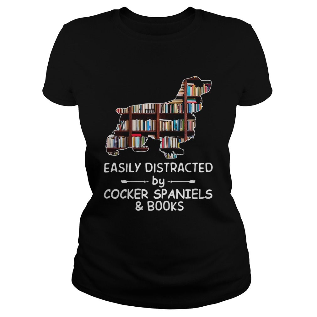 Easily Distracted By Cocker Spaniels And Books Crewneck Classic Ladies