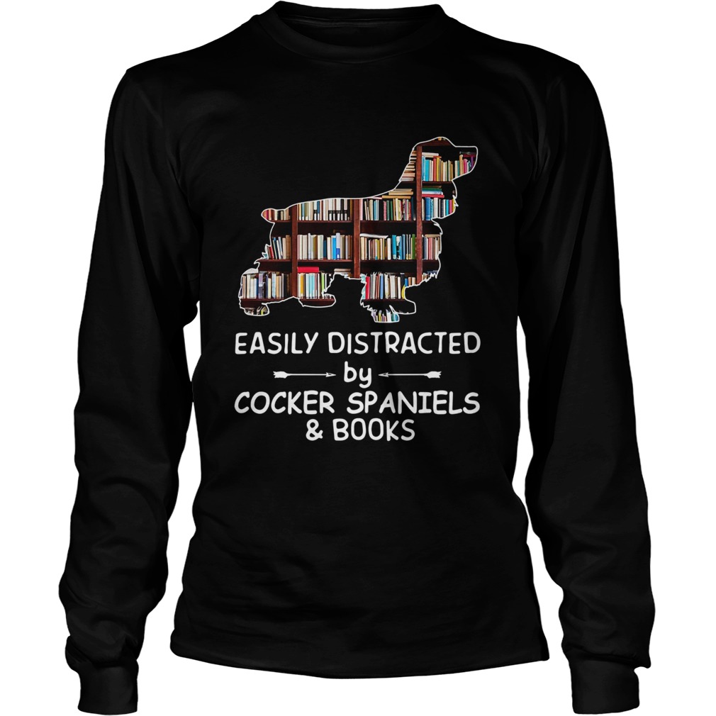 Easily Distracted By Cocker Spaniels And Books Crewneck LongSleeve