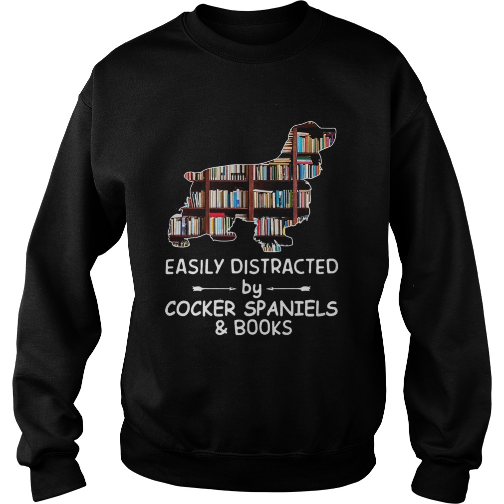Easily Distracted By Cocker Spaniels And Books Crewneck Sweatshirt