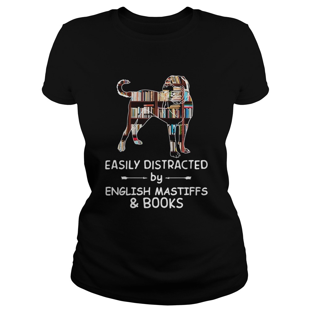 Easily Distracted By English Mastiffs And Books Crewneck Classic Ladies