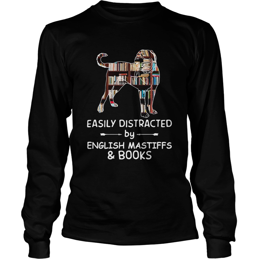 Easily Distracted By English Mastiffs And Books Crewneck LongSleeve
