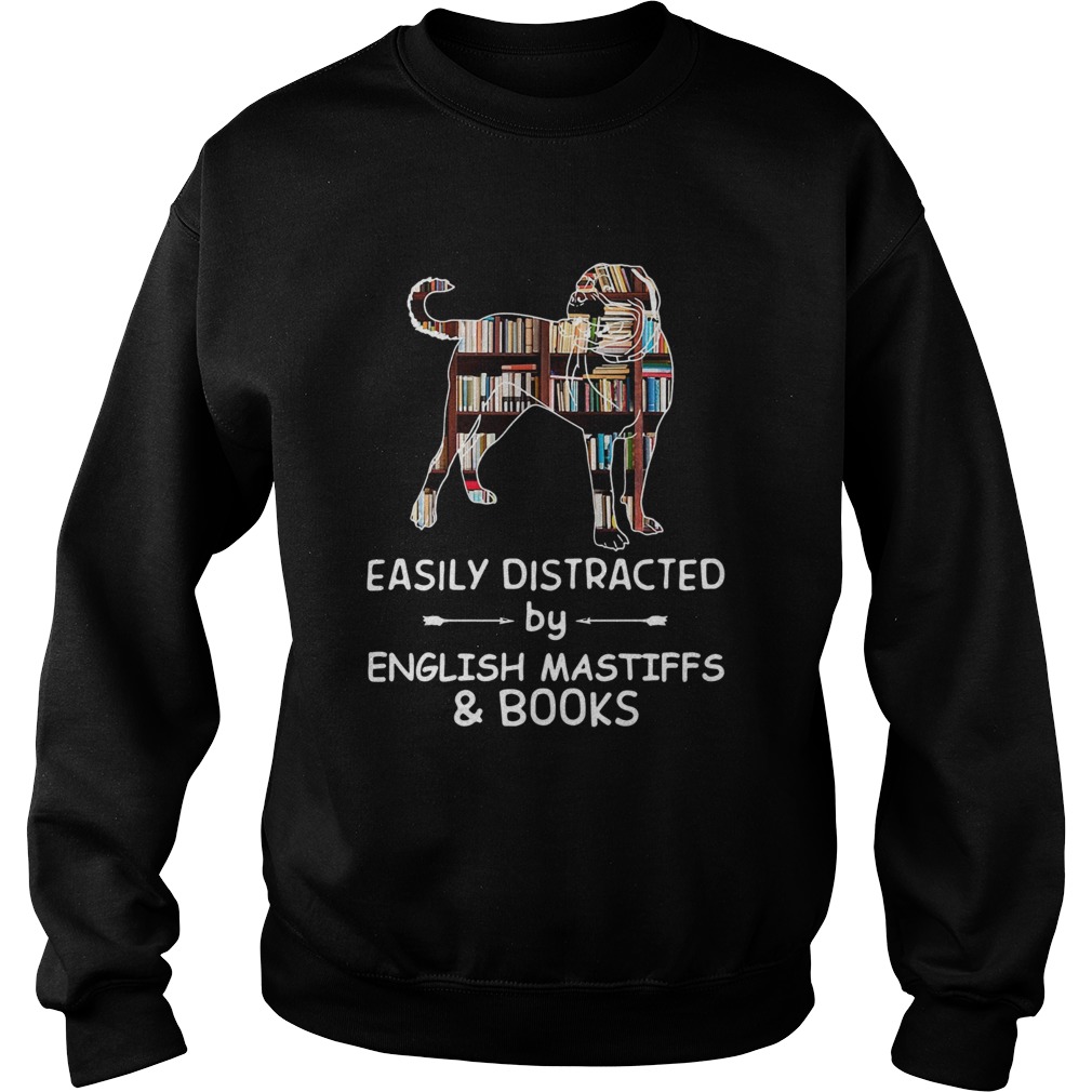 Easily Distracted By English Mastiffs And Books Crewneck Sweatshirt