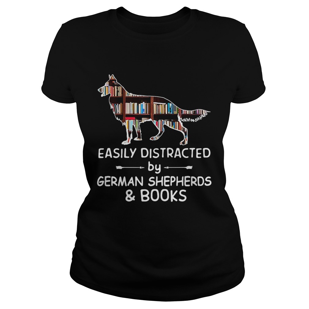 Easily Distracted By German Shephers And Books Crewneck Classic Ladies