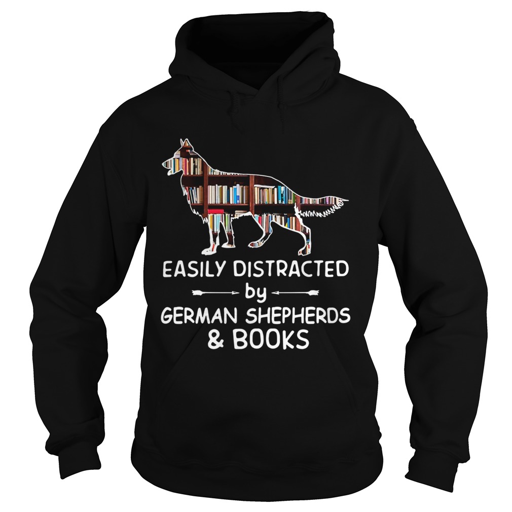 Easily Distracted By German Shephers And Books Crewneck Hoodie