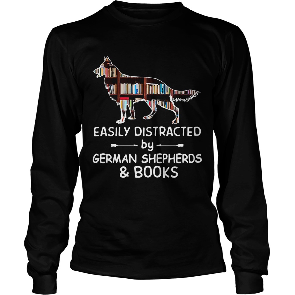 Easily Distracted By German Shephers And Books Crewneck LongSleeve