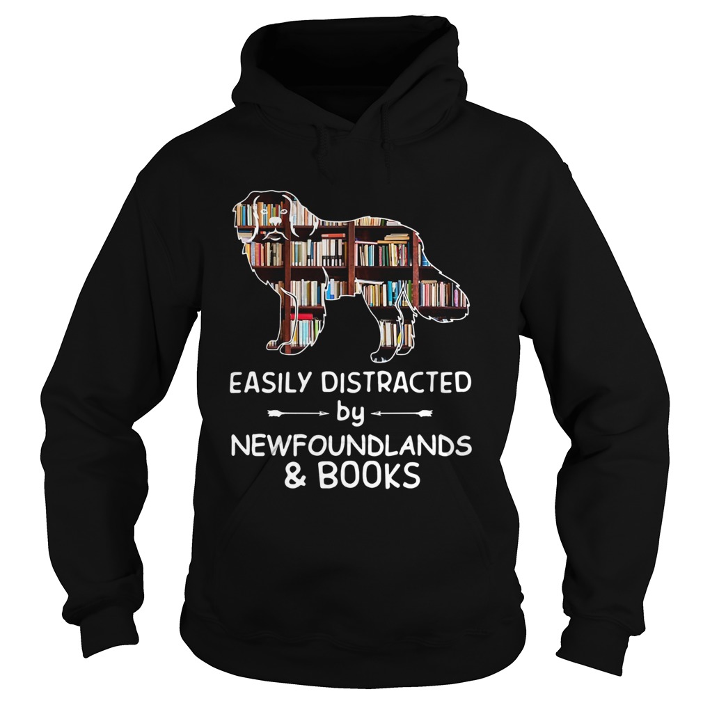 Easily Distracted By Newfoundlands And Books Crewneck Hoodie