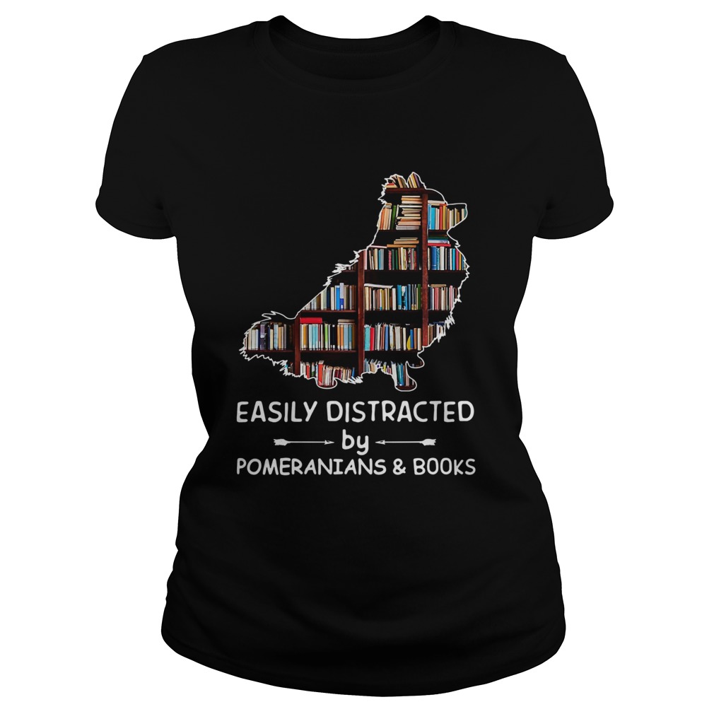 Easily Distracted By Pomeranians And Books Crewneck Classic Ladies