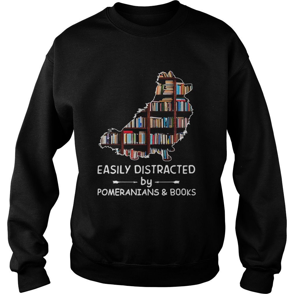 Easily Distracted By Pomeranians And Books Crewneck Sweatshirt