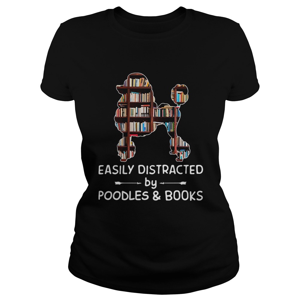 Easily Distracted By Poodles And Books Crewneck Classic Ladies