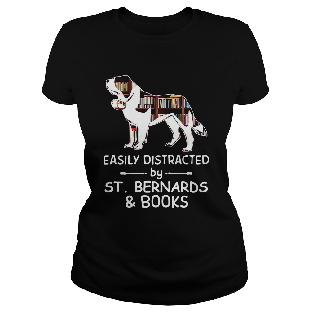 Easily Distracted By Saint Bernards And Books Crewneck Classic Ladies