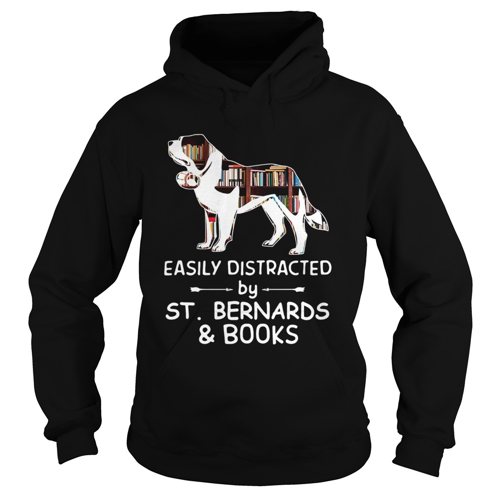 Easily Distracted By Saint Bernards And Books Crewneck Hoodie