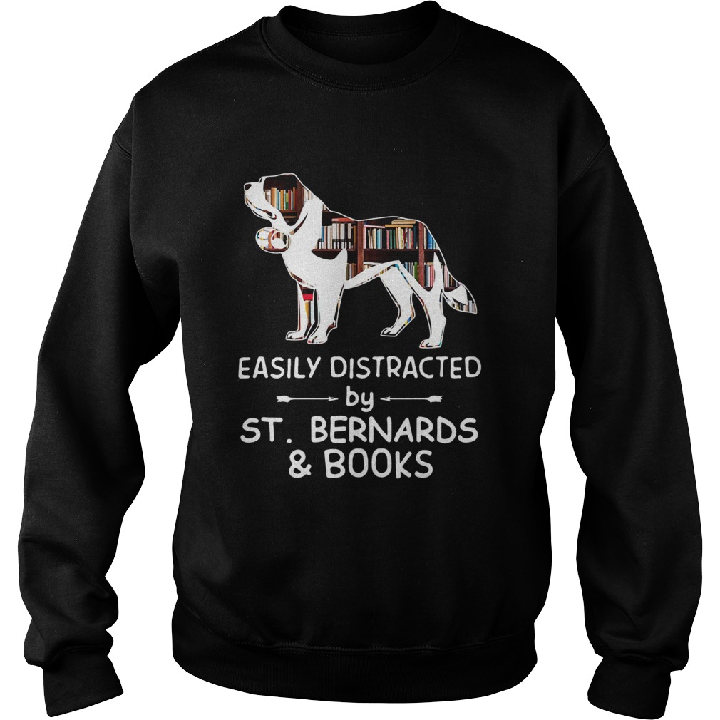 Easily Distracted By Saint Bernards And Books Crewneck Sweatshirt