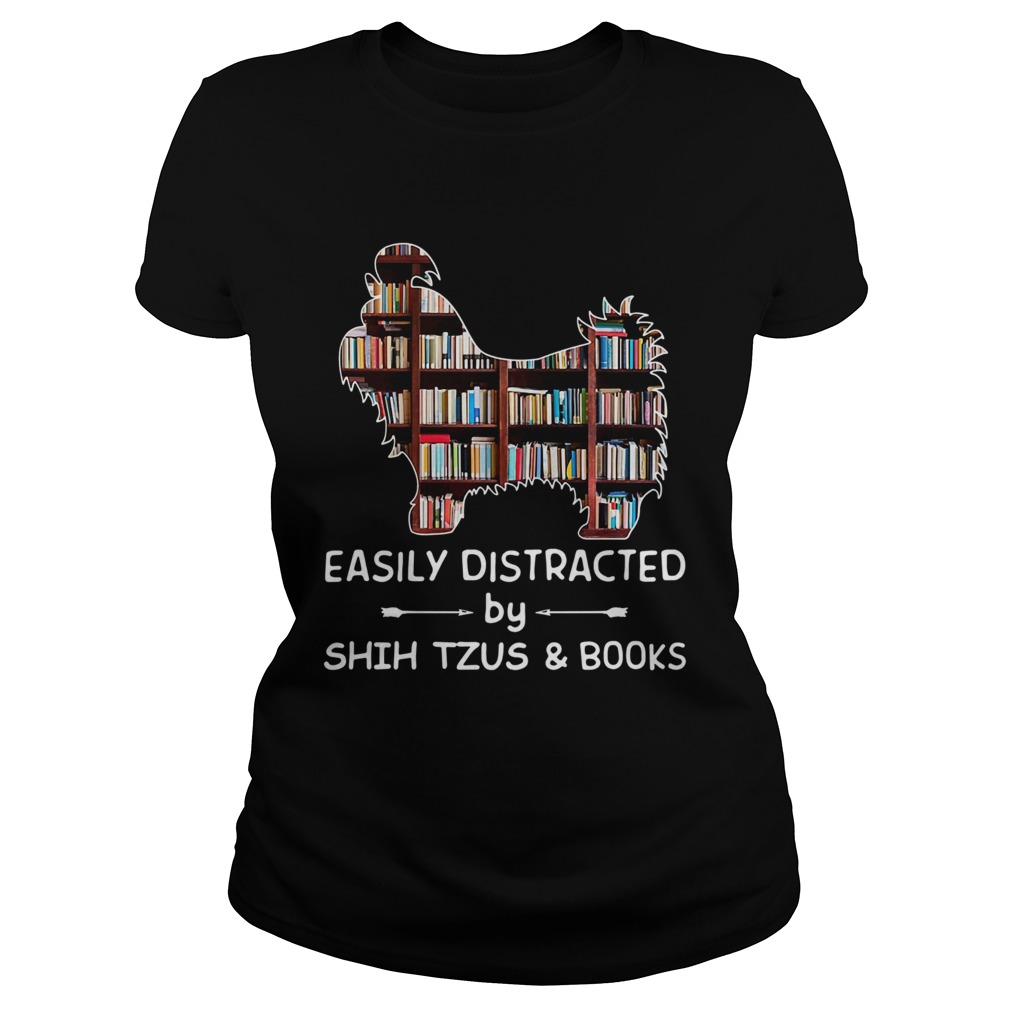 Easily Distracted By Shih Tzus And Books Crewneck Classic Ladies