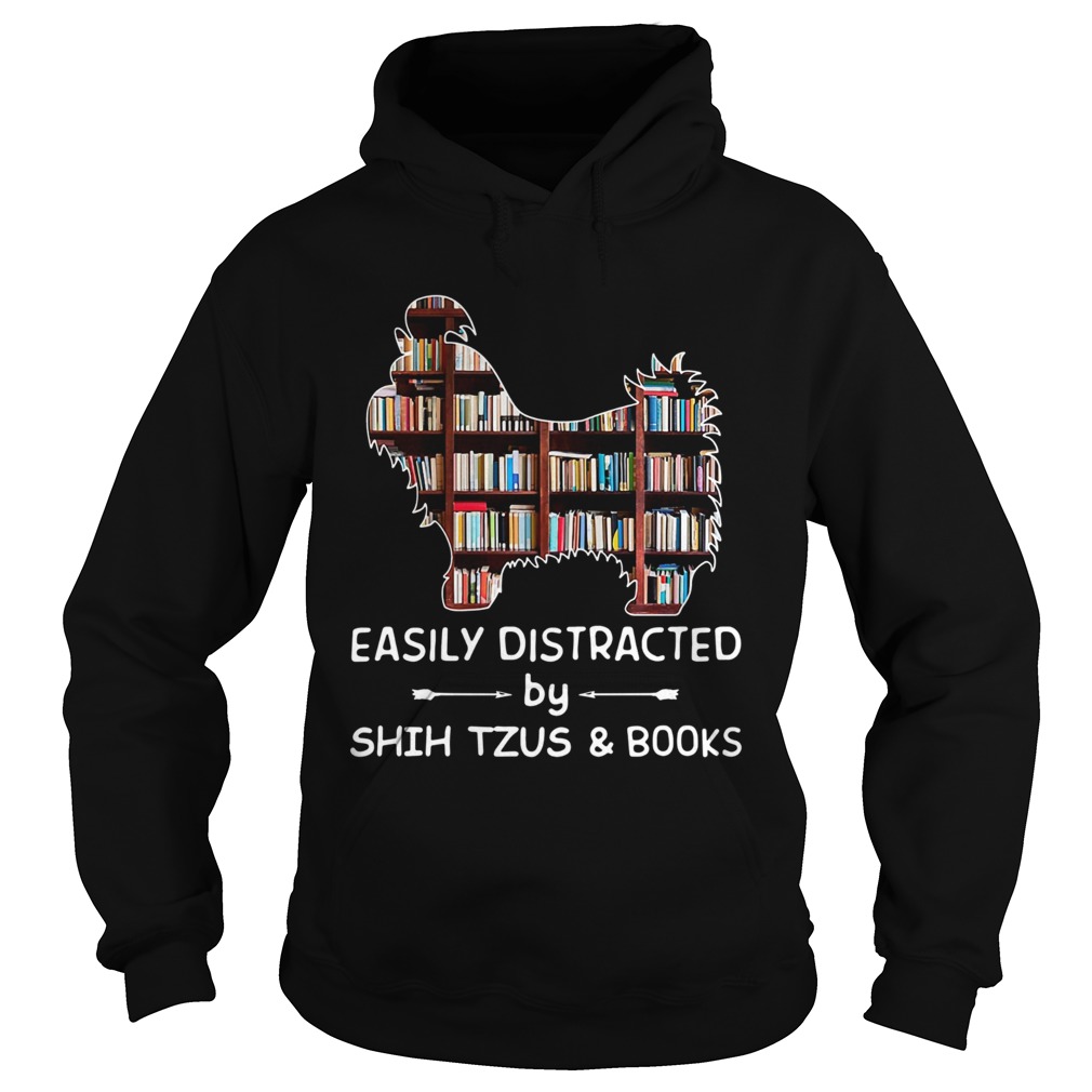 Easily Distracted By Shih Tzus And Books Crewneck Hoodie
