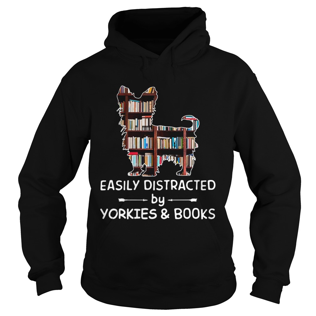 Easily Distracted By Yorkies And Books Crewneck Hoodie