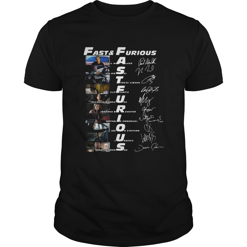 Fast and Furious Paul Walker Vin Diesel Tyrese Gibson signature shirt