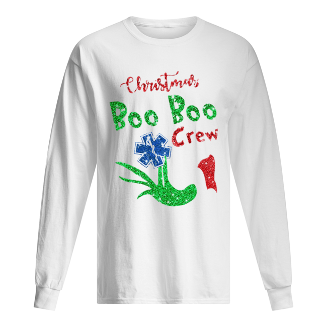 Grinch Hand Holding EMS Christmas Boo Boo Crew Long Sleeved T-shirt 