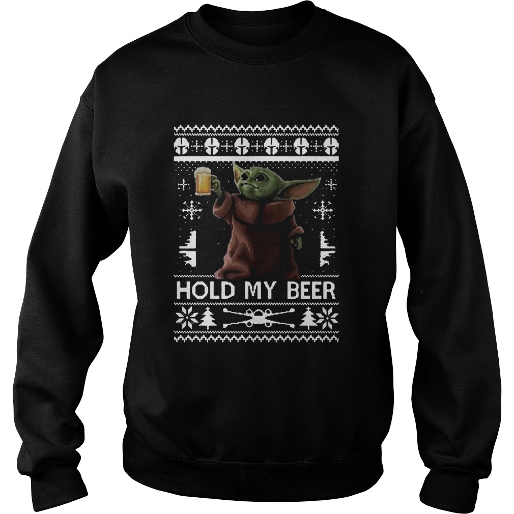 Hold My Beer Baby Yoda Christmas Sweatshirt